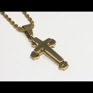 Stainless steel gold cross necklace